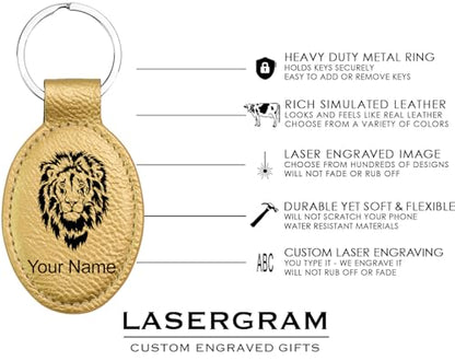 LaserGram Oval Keychain, Allah 1, Personalized Engraving Included (Gold) - color: Gold