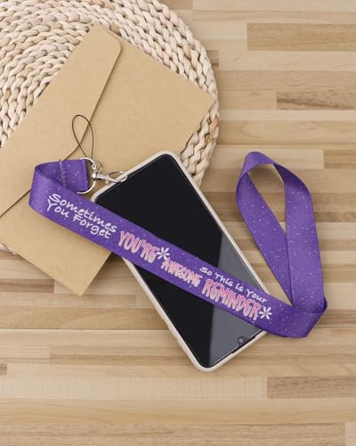 Purple Lanyard Badge Holder Retractable Reel Clip for Women Girls Lanyards for ID Badges Keychain Keys - color: You're Awesome