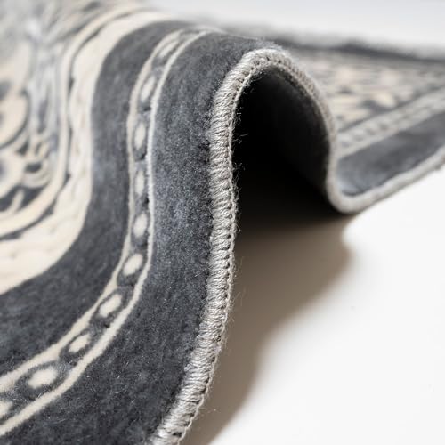 Modefa Turkish Islamic Velvet Prayer Rug - Thick & Wide Soft Praying Carpet for Men & Women - Eid & Ramadan Gift - with Kufi Cap, Beads & Car Hanger - Double Plush (Floral Arch - Grey) - color: Floral Arch - Grey