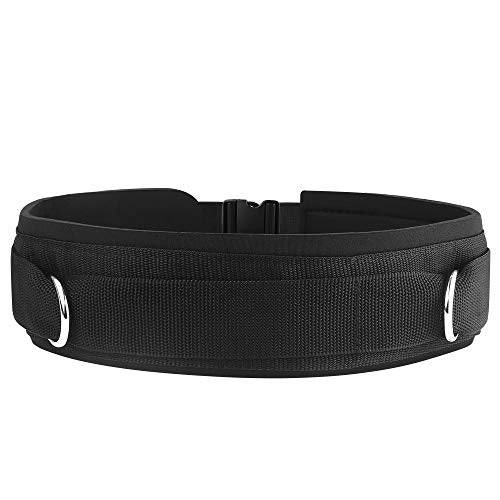Waist Belt Neoprene Padded Gym Pulley Strap with Rings for Cable Machines Fitness Exercise Speed Agility Resistance Training