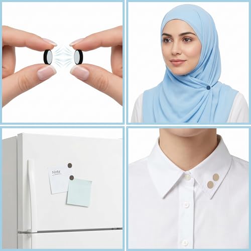 12 Pairs Strong Hijab Magnets, Magnetic Shirt Clips for Women, Multi Use Pinless Hijab Pins for Scarf Shirts Dress and Clothes