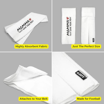SLEEFS Football Towel - Cotton Quarterback QB Towel for the Football Field - Bi-Fold Hook & Loop Closure - Men/Youth/Boys/Adults - Momma White - color: Momma