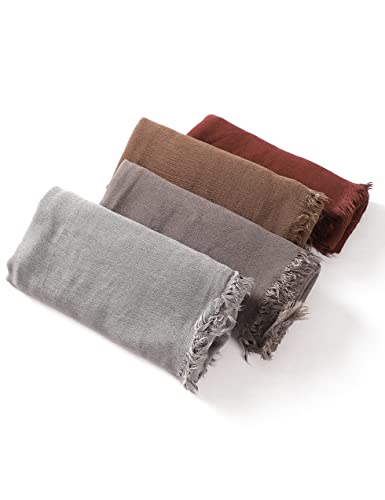 Txameru Hijab Scarf for Women - Muslim Rayon Crinkle With Fringe Edge - color: Taupe