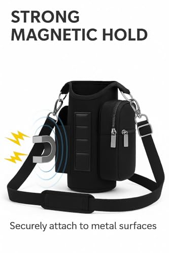 Magnetic Gym Bag Water Bottle Carrier Holder with Phone Pockets & Shoulder Strap,Gym Bag Accessories Organizer - color: Pink