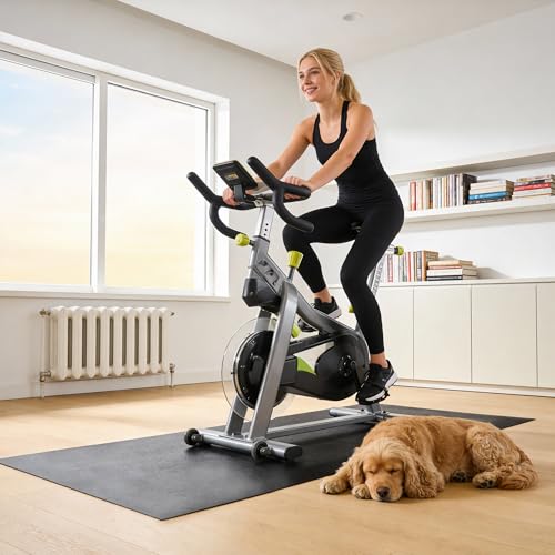 F2C 8'x3' Treadmill Mat Fitness Equipment Mat High Density High Density Floor Protector Compatible for Treadmills, Elliptical, Exercise Bikes, Stationary Cycles Peloton Bike, Indoor Spin Bike, Home Gym Mat