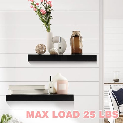 Wooden Crescent Moon Shelf Crystal Shelf Holder with 15.7" Floating Shelves Set of 2 for Wall Mounted in Bathroom Bedroom Toilet Kitchen Living Room Office - color: Black With 2 Pcs Wall Shelves