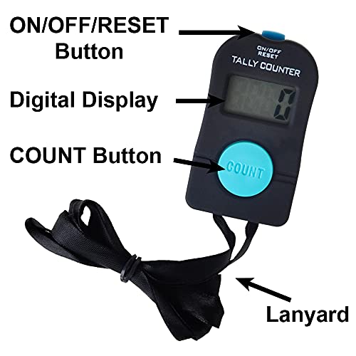 TopTie Electronic Hand Tally Counter, Digital Golf/Fish/People Number Counter Clicker with Lanyard