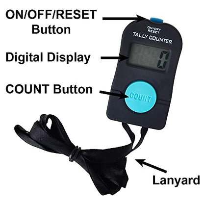 TopTie Electronic Hand Tally Counter, Digital Golf/Fish/People Number Counter Clicker with Lanyard
