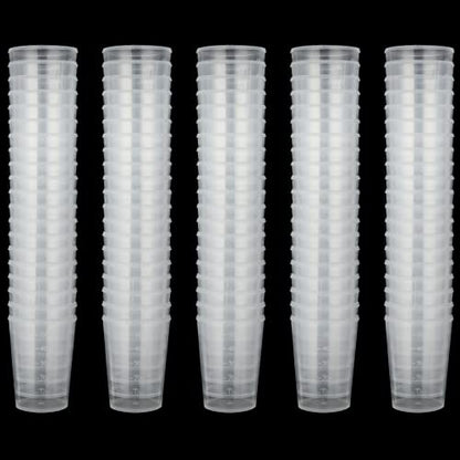 100pcs 50ML Plastic Graduated Measuring Beaker Set, Clear Liquid Measuring Mixing Cups for Epoxy Resin, Liquid Container Beakers for Resin Epoxy Paint Food, Lab Use, Raised Graduations, Tapered Spout - size: 50ML