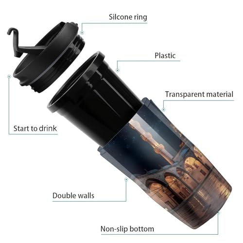 Blue Mosque Islamic Muslim Coffee Mug Double Wall Travel Tumbler Tea Cup for Hot/Ice Drinks 250ml