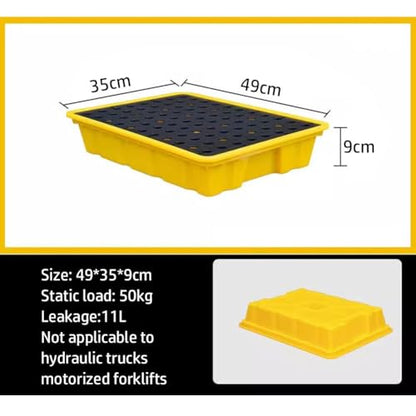 Modular Leak Platform/Grid Pads.Modular Spill Containment Tray - Heavy-Duty Oil Drum Holding Platform, Leak-Proof Spill Pallets for Safe Liquid Storage & Environmental Protection，（Yellow，49* - size: 49*35*9cm