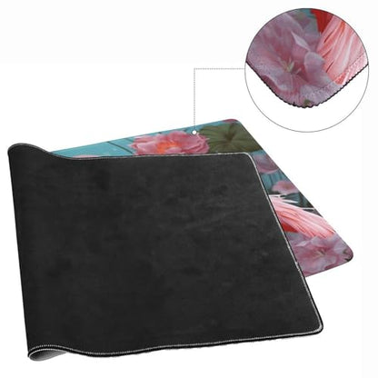 Large Size Gaming Mouse Pad Flamingo Love Flowers Desk Mat Non-Slip Base Waterproof Desktop Writing Pad for Office Home - color: Flamingo Love Flowers, size: 40x90cm