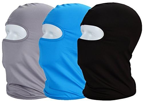 Balaclava Sun/uv face mask UPF 50+ ski mask Neck Gaiter face Scarf Outdoor Sports 3pack - color: Black+blue+grey