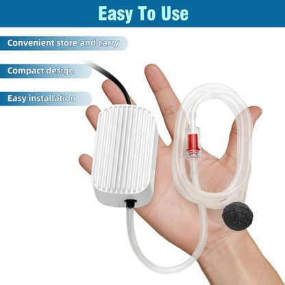 Quiet Aquarium Air Pump 3W Fish Tank Oxygen Aerator Pump with Air Stone Airline Tubing Check Valve Aquarium Bubbler for 3-20 Gallon Fish Tanks - size: 3W