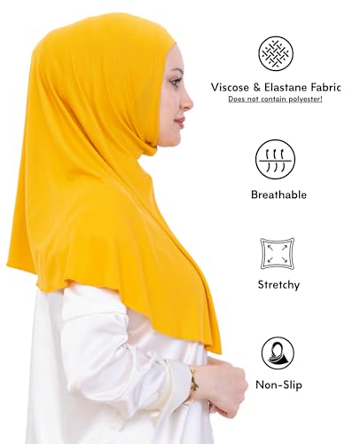 Prien Instant Hijab For Women, Muslim Long Scarf, Undercap Turban Set, Turkish Islamic Clothing, Prayer Clothes For Abaya - color: Deep Yellow