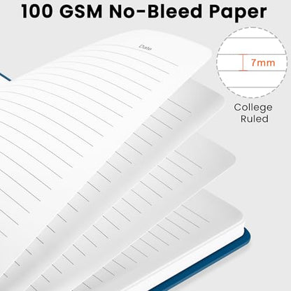 CICPAP Lined Spiral Journal Notebook, A5 College Ruled Notebook for Journaling, Note-Taking, and Daily Planning, Durable Hardcover with an Elegant Design, Navy - color: G.Navy