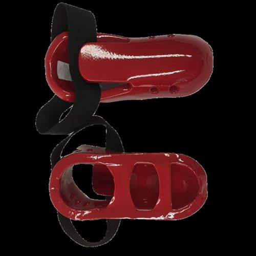 Taekwondo Foot Protector Karate Guard Martial Art Foam Shoes with Adjustable Strap for Sparring - color: Red L