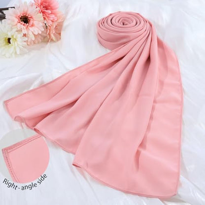 Heavy Not Easily See Through Long Chiffon Hijab Scarf for Women, Amazing Smooth Muslim Head Scarves - color: Navy Blue