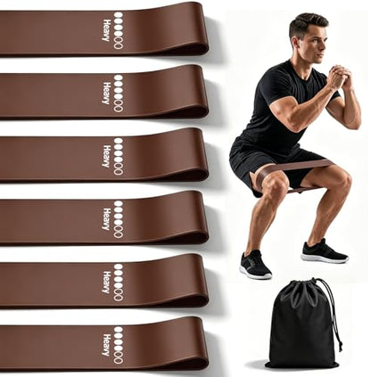 6-Pack Premium Natural Rubber Thickened Workout Resistance Bands Set for Home Gym & Physical Therapy, Anti-Snap Durable Exercise Bands for Full Body Strength Training, Legs, Glutes, Multi-Level - color: Heavy-6 Set-Coffee brown
