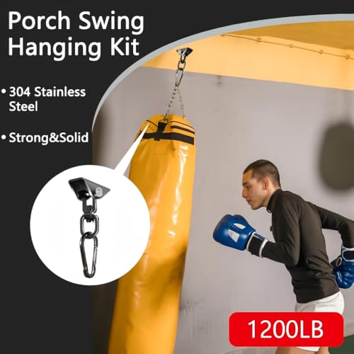 Hammock Hanging Kit, 360° Rotating Heavy Duty Swing Chair Hook 1200 lbs Capacity, Ceiling Mount Hammock Chair Hardware with Carabiner for Indoor Outdoor Yoga, Tree, Porch, Seat, Home Gym - size: 2PCS