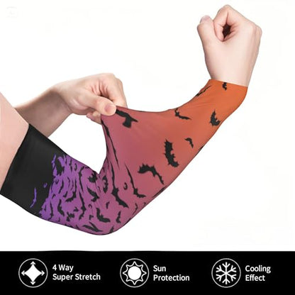 Arm Sleeves Outdoor Garden Sports Cooling Sun Sleeve for Women Men Farm - color: Bats