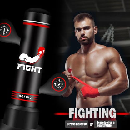 Upgraded Heavy Freestanding Punching Bag for Adults Teens, 70” Standing Punching Bag with Gloves, Pump and Jump Rope, Boxing Reflex Ball, Women Men Kickboxing Bags for Training MMA Fitness Home Gym