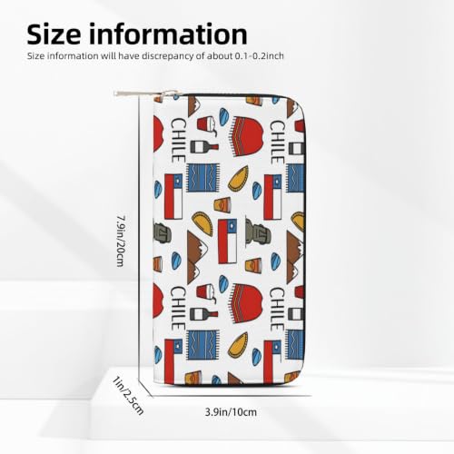 Chilean Culture PU Leather Long Wallet for Women Men, Zipper Clutch Wallet RFID Card Holder Organizer - color: Chilean Culture