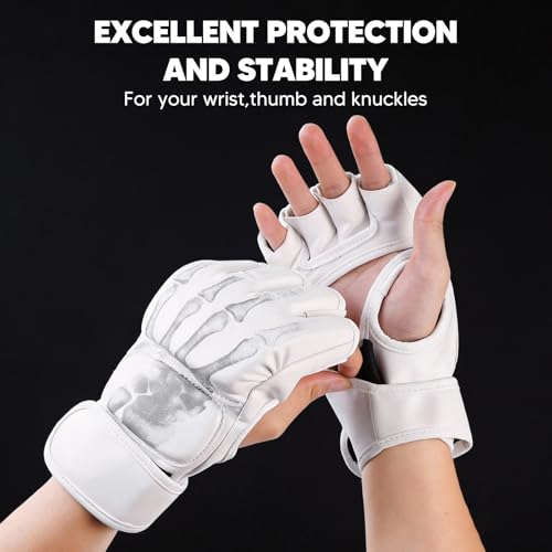 Generic 2 Pairs MMA Gloves Martial Arts Bag Gloves Boxing Fight Gloves Kickboxing Gloves for Sparring - color: Black and White