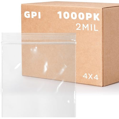 Clear Plastic Reclosable Zip Bags - Bulk GPI Case of 1000 4" x 4" 2 mil Thick Strong & Durable Poly Baggies With Resealable Zip Top Lock For Travel, Storage, Packaging & Shipping. - size: 4" x 4"