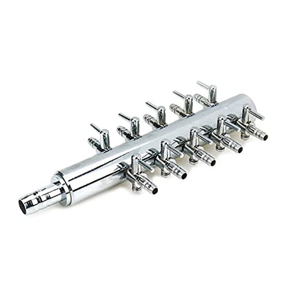 Aquarium Air Manifold 10Way Inline Flow Splitter Lever Valves | This 10-way inline manifold splitter features lever control valves for aquarium air pumps - size: 10 Ways