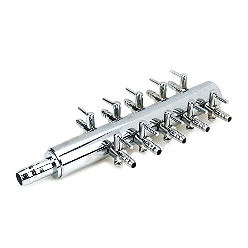 Aquarium Air Manifold 10Way Inline Flow Splitter Lever Valves | This 10-way inline manifold splitter features lever control valves for aquarium air pumps - size: 10 Ways