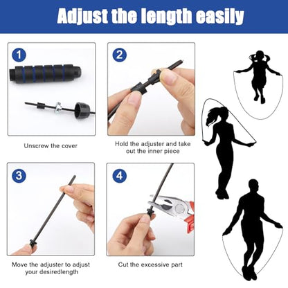12Pcs Jump Ropes with Ball Bearings,Adjustable Skipping Rope with Soft Foam Handles,Tangle-Free Rapid Speed Jumping Rope for Fitness Workout Aerobic Exercise(4 Colors)