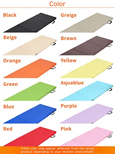 KaRaDaStyle Gymnastics Mat Folding Stretch Mats 71"x24"x2" Exercise Muscle Training Children Play Horizontal Bar Mat Yoga Sports Soundproof Home Use - color: Beige