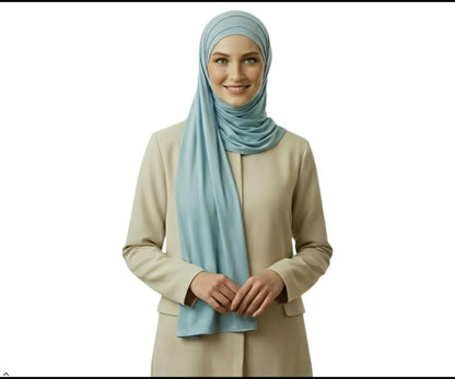 Cotton Modal Jersey Hijab with Matching Undercap, Women's Casual Style, 180cm × 70cm - color: Sky Blue