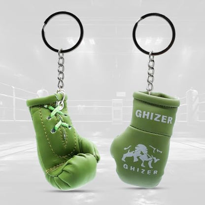 Mini Boxing Glove & Punching Bag Keychain Set – PU Leather Keyring Sports Lovers Gift & Gifts For Men (3 pcs) - color: Green