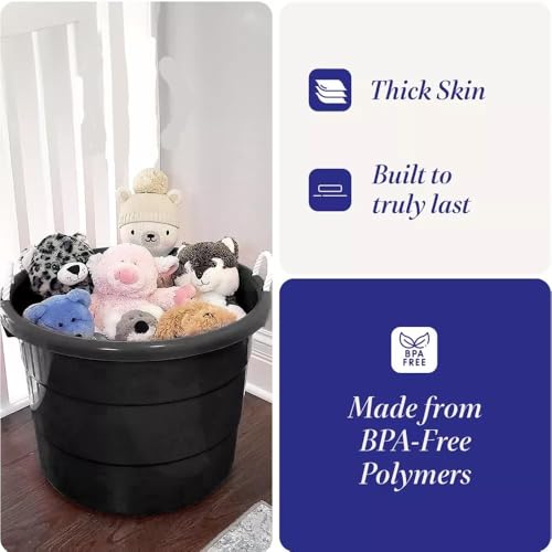 Storage Tub w/Rope Handles, 19 Gal, Black