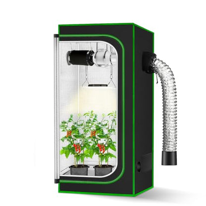 2x2 Grow Tent, 24"x24"x48'' High Reflective 600D Diamond Mylar Canvas with Observation Window and Floor Tray for Hydroponic Indoor Plant Growing - size: 24"x24"x48"