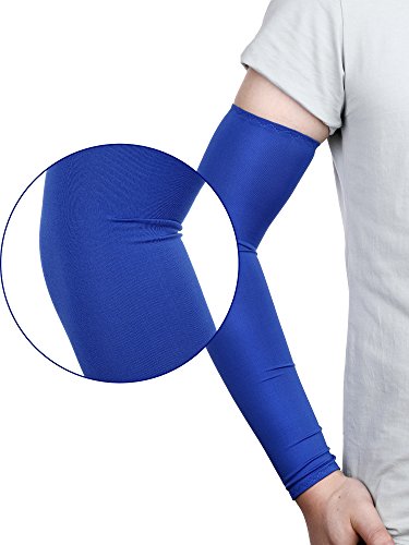 Mudder 9 Pairs Unisex UV Protection Sleeves Arm Cooling Sleeves Ice Silk Arm Sleeves Arm Cover Sleeves - color: Blue