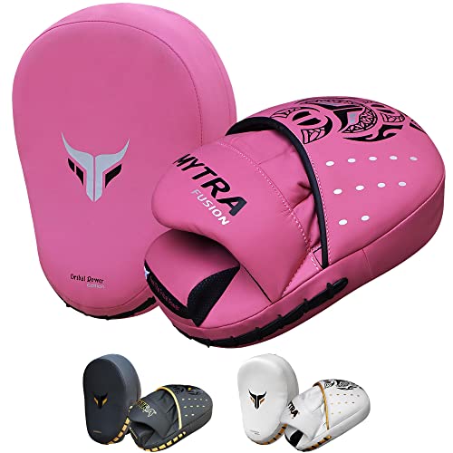 Mytra Fusion Boxing Pads - Focus Mitts MMA Muay Thai Boxing Mitts for Kickboxing Training and Martial Arts - color: Pink