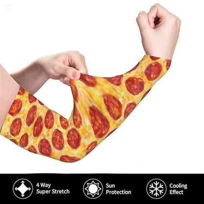 Arm Sleeves Outdoor Garden Sports Cooling Sun Sleeve for Women Men Farm - color: Pizza