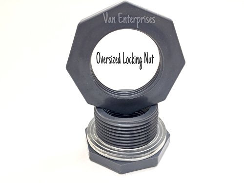 1" PRO Series PVC Bulkhead Tank Fitting Adapter w/Oversized Locking Nut for Rain Barrels, Aquariums, Water Tanks, Ponds - size: 1 Inch