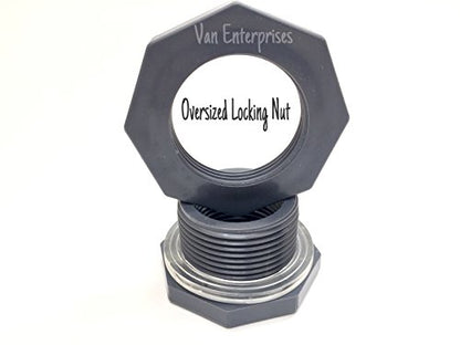 1" PRO Series PVC Bulkhead Tank Fitting Adapter w/Oversized Locking Nut for Rain Barrels, Aquariums, Water Tanks, Ponds - size: 1 Inch