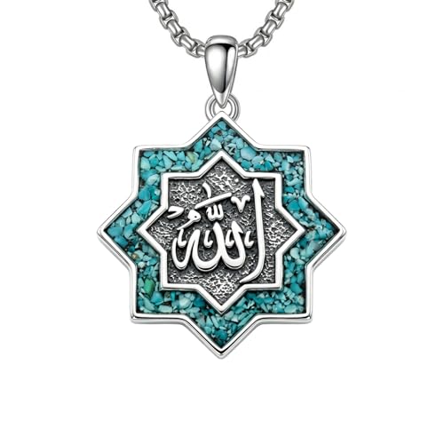 PELOVNY Allah Necklace for Men Women 925 Sterling Silver Islam Allah Pendant Chain Islamic Muslim Religious Jewelry Gifts - color: Allah-07