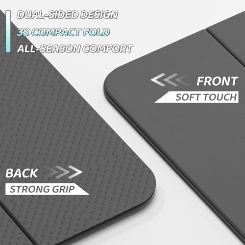 ILILI Foldable Yoga Mat 71 * 24 * 0.3 Inch | Lightweight TPE Non Slip Exercise Mat, Waterproof Portable Fitness Mat for Home Gym, Pilates, Stretching & Daily Workouts - color: Grey