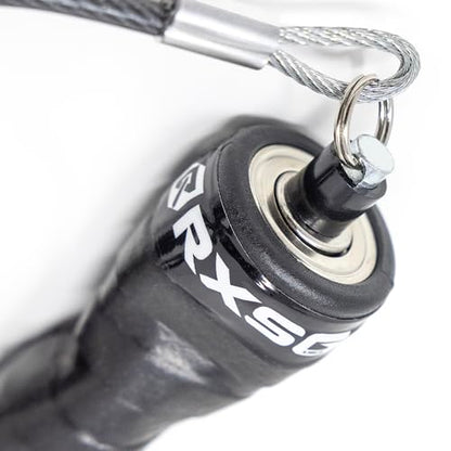 Rx Smart Gear Jump Rope - Black Ops Ergonomic Handles with Trans Black Cable Buff 3.4 | Jump Smart Weighted Speed Rope for Sports & Fitness, MMA, HIIT, Cardio Workout - size: Small
