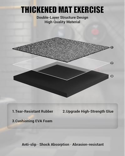Garvee 0.56" Thick 48 Sq Ft Rubber Top Exercise Equipment Mats, 12 Tiles | High Density EVA Foam Interlocking Gym Flooring for Home Gym, Non-Slip Waterproof Workout Mat, 24x24in, Black/White - color: Black/White