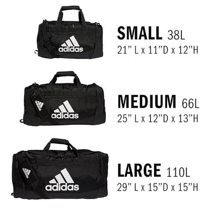 adidas Unisex Defender 4.0 Gym Duffel Bag for Men and Women - color: Black/Silver Metallic, style: Small (38l)