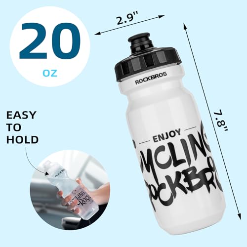ROCKBROS Bike Water Bottle 20oz-25oz Squeeze Cycling Water Bottle BPA Free Leak Proof Sports Water Bottle with Dust Cover for Bicycle Running Gym Outdoor - color: 20oz Transparent Black, style: 2 Pack