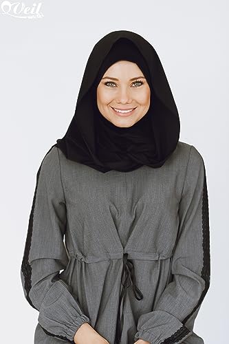 Cotton and Shiffon headscarf, instant hijab, ready to wear hijab for women - color: Black