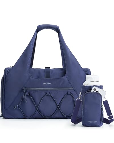 BAGSMART Gym Bag for Women, Lightweight Duffel Bag with Shoe Compartment, Weekender Bags with Wet Pocket, Workout Yoga Tote Bag for Women, Navy Blue - color: Navy Blue